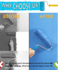 Before and after image showing Blue Painter's Tape For Walls And Crafts Premium Masking Tape No Residue Easy Removal 88 Yards Total Pack Includes 4 Rolls 0.94 Inch Wide Ideal For Painting Decorating Labeling Drafting And DIY Arts application on wall with paint roller.