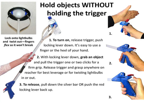 32 Inch Foldable Reacher Grabber Tool With Locking Handle, 4.5 Inch Jaws, Heat Resistant Silicone Tips, Lightweight Collapsible Grabber For Easy Reach And Pickups, 5lb Capacity, 2 Pack