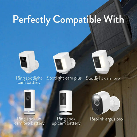 8W Solar Panel Charger for Outdoor Security Cameras on roof, 10ft USB C cable, compatible with Stick Up Cam Pro, Spotlight Cam Pro