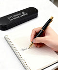 Funny Engineer Gifts For Men And Women Engraved Gel Pen Gift Set with metal pen and humorous case on notepad