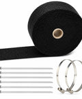 Dope Heavy Duty Exhaust Heat Wrap Kit 2x16 Ft For Motorcycle Or Car With Fiberglass Header Wrap Heat Shield Tape Includes 6 Stainless Steel Ties