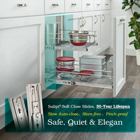 18 Inch Soft Close Drawer Slides Set Of 6 Pairs 12 Pieces Full Extension Side Mount Ball Bearing Quiet Glide in kitchen cabinet