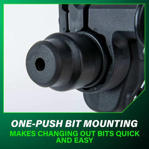 Close-up of 36V Cordless SDS Plus Rotary Hammer D Handle Tool Body Only with quick bit mounting feature