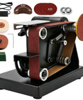 Mini Belt Sander Offers Four In One Grinding Polishing And Sanding Disc Functions With 20X1.2 Inch Belts for DIY projects and knife making.