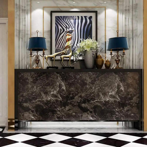 Dark Marble Peel And Stick Wallpaper For Countertops And Cabinets, Waterproof Vinyl Wrap, Oil Resistant And Self Adhesive