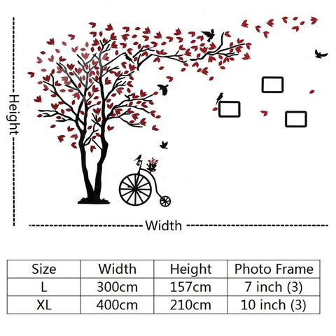 Acrylic 3D Tree Wall Sticker With Silver Leaves, Easy to Install DIY Home Decor Art Decal for Living Room Size Chart