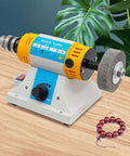 Pro Grade Bench Top Polisher And Grinder For Sanding Grinding And Polishing With 320W Motor And Variable Speed 800 To 10000 RPM 110V Yellow Industrial Tool Includes A Full Accessory Kit For Workshops Makers And DIYers on workbench