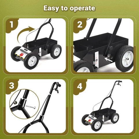 Assembly steps of heavy duty striping line marking machine for parking lots sports fields and courts works with inverted spray paint and durable 8 inch wheels