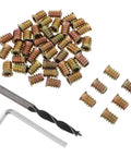 Premium Hex Drive Threaded Inserts For Wood Furniture 1/4-20x15mm Metal Kit With Integrated Wrench To Make Fastening Super Easy And Save Your Skin On Every DIY Project Today., metal inserts with drill bit and hex wrench