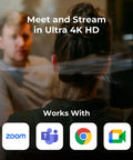 People video conferencing using 4K Streaming Webcam With Uncompressed Video And DSLR Like Controls For Killer Clarity, HDR And Cinematic Effects