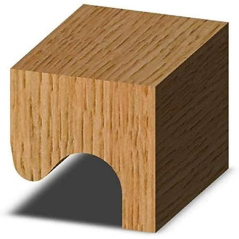 Carbide Tipped Drawer Pull Router Bit With Three Sixteenths Inch Radius, Three Quarters Inch Diameter, shown in wood surface use