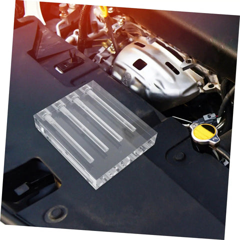 Engine Oil Quality Tester And Viscosity Comparator For Automotive Maintenance on engine bay cover, clear acrylic tubes