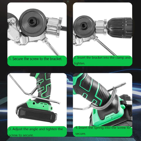 Titanium Drill Nibbler Sheet Metal Cutter Tool Fasten Your Cordless Electric Power Drill Into High Performance Shears instructions displayed