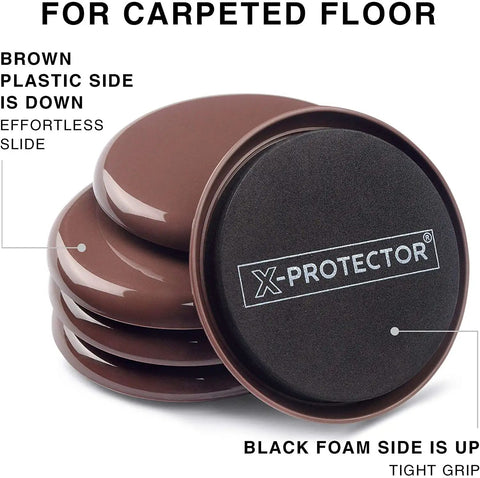Heavy Duty Furniture Sliders for Carpet, 8 Pack, Move Heavy Furniture Like a Breeze Without Scratching Floors, Reusable Furniture Movers Pads for Carpets, Four And Three Quarters Inch Sliders, Perfect for Home, Apartment, or Office Moves