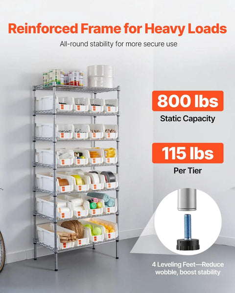 7 Tier Rolling Bin Storage Rack With 24 Small Bins Mobile Steel Wire Shelving System On Wheels For Garage, Workshop, Warehouse, Office, Kitchen, Classroom And Restaurant Easy Access Parts Organizer