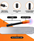 LED UV Glue Kit With Light For Quick Cure Bonding, Liquid Epoxy Resin Adhesive, applicator, and tin case