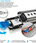Heavy Duty Ball Bearing Drawer Slide Repair Kit With 3-Fold Full Extension And Lockable Cabinet Drawer Runners 950mm showing lock function