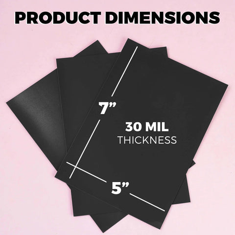 Pack Of 25 Non Adhesive Flexible Magnetic Sheets For Arts And Crafts, Easy To Cut 5 By 7 Inch 30 Mil Thick black sheets on display