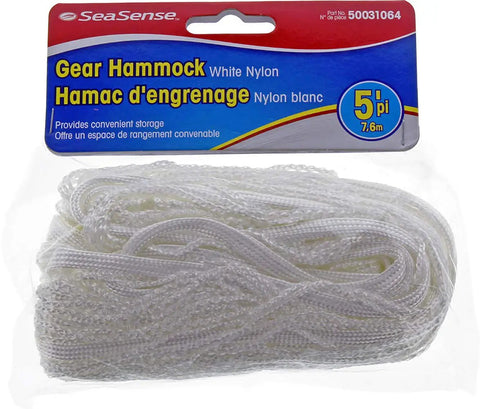 White Nylon Gear Hammock For Boats And Home Storage, Lightweight Overhead Organizer with packaging