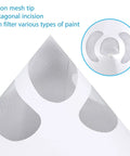 Close-up of nylon mesh tip on 100 Pack Cone Paint Strainers With 190 Micron Filter Tips And Silicone Funnel For Automotive Sprayers And Home Use
