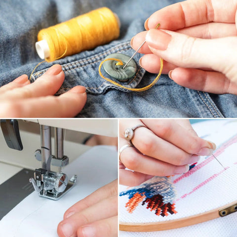 12 Color Sewing Thread Kit With Needle Threader For Hand And Machine, DIY Home Sewing Set in use for embroidery and repair