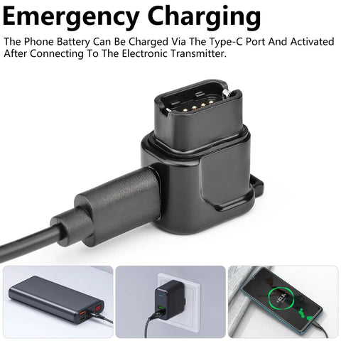 Shimano DI2 EC300 USB C Charger Adapter plugged in, showing emergency charging capability for 12 speed electronic shifting systems.