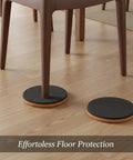One Round PE Plastic Furniture Sliding Pads Set for Hard Floors under chair leg on wooden floor