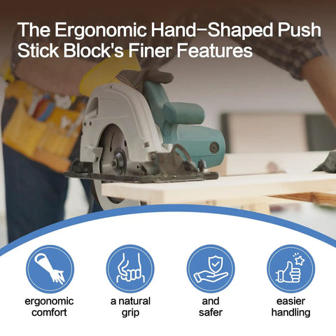 Badass Safety Mdf Table Saw Push Stick And Miter Block Grabber, ergonomic hand-shaped design for safe wood handling.