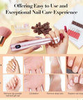 Image showing use of Dip Powder Nail Kit With Portable Electric Drill 24 Color Dip Powder Set for before and after nail care.