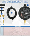 Pro Grade Fuel Pump And Vacuum Tester Gauge Kit For Quick Engine Checks Including Fuel Pump Pressure And Vacuum, Carburetor Intake Manifold And Overall Vacuum System Diagnostics For D IY Mechanics. 24-inch hose and brass adapters