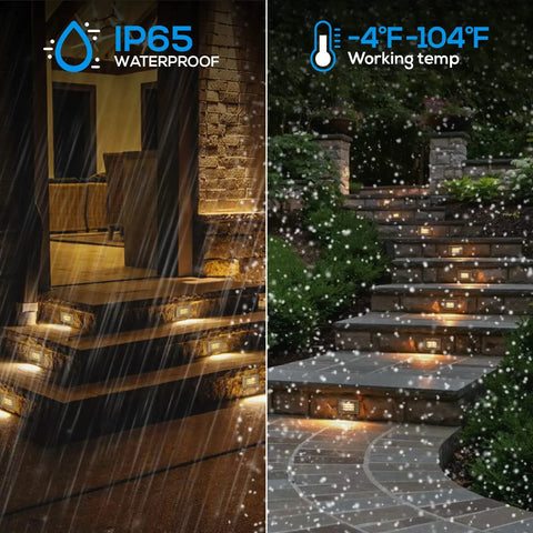 Pebble Grey 120V LED Step Lights Pack Of 6, 5W Dimmable From 5 To 100 Percent, 3CCT 3000K 4000K 5000K, outdoor stairs, rain and snow.