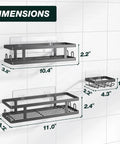 Dimensions of Adhesive Shower Caddy 3 Pack With Two Shelves, Soap Holder And 12 Hooks For Tidy Bathrooms on tiled wall