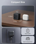 Compact Three Outlet Power Extender With Two USB Chargers For Travel And Home Office, Easy Access Sideways Plug Adapter, Non Surge Protector.