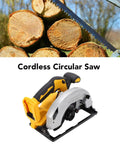 Heavy Duty Cordless Circular Saw With Brushless Motor And 5300 RPM To Slice Through Wood Up To 7 1/4 Inches on wood logs.
