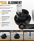 Precision Optical Center Punch Kit Delivering Dead On Accuracy With Crisp Crosshair View showing optical alignment features and tools.