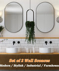 Turn Up The Vibe With This Set Of Two Modern Wall Sconces Brushed Nickel Vanity Lights Featuring Durable Metal Frosted Glass Shades For A Solid Bathroom Setup That Really Slays On Style Daily, showcasing two sconces lighting a modern bathroom.
