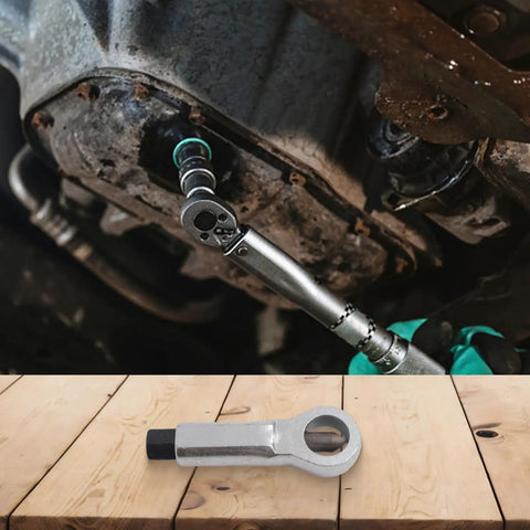 Close-up of a Rusted Bolt Remover Kit Nut Splitter Tool Set 9 To 27mm Chrome Vanadium Steel used on a car engine bolt