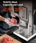 Manual Sausage Stuffer 11 Lbs Vertical Meat Filler With 5 Stuffing Tubes in use, showcasing hand cranking and meat loading process.