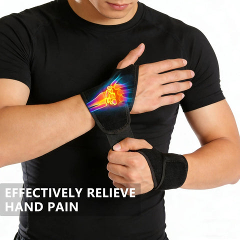 Wrist Support Brace For Sports And Training Neoprene Wrist Wraps With Thumb Loops Being Worn Demonstrating Pain Relief