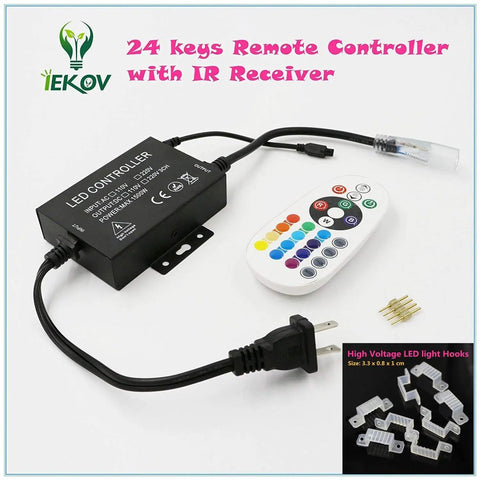 Rgb Led Strip Light With Remote 110V To 120V Waterproof Flexible 30m Smd5050 Rope Light Multi Color And Modes Dimmable