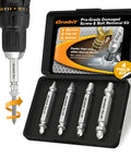 8440P Pro Grabit Broken Bolt And Damaged Screw Extractor 4 Piece Kit with drill and case shown