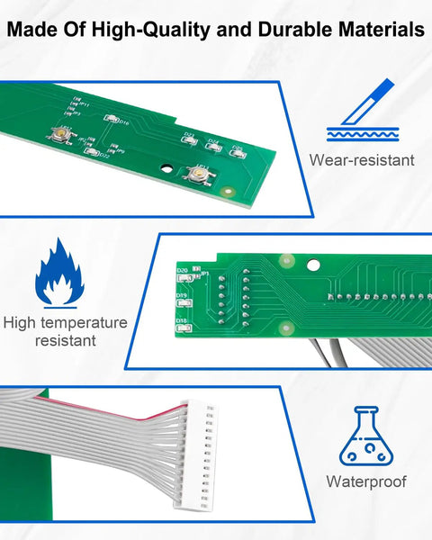 Dishwasher Control Button Assembly And User Interface Panel Replacement For FFID Series Models showing durability features like wear-resistance and waterproof design.
