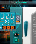 Powerhouse Industrial Drying Oven Featuring Digital Forced Air Convection And Precision Heat Management For Wax Melting And Kitchen Dehydrating display panel with digital temperature readings and controls.