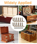12 Pack Tiny Bronze Hinges For Small Wooden Jewelry Boxes With Screws 90 Degree Stop Lid Support shown in various setups