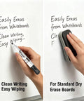 Writing and erasing on whiteboard with 40 Count Black Dry Erase Markers With Low Odor Ink And Chisel Tip For Classrooms And Offices
