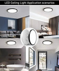 Six Pack 9 Inch LED Flush Mount Ceiling Lights 2880 Lumens Bright As Day 24W Day White 5000K 120V Slim Black Surface Mount Fixture For Kitchen Bedroom Living Room Any Room in different settings.