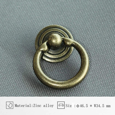 Antique Bronze Ring Drawer Pulls Handles For Cabinets And Dressers, 1.5 Inch Length Ring Knob Style, Zinc Alloy