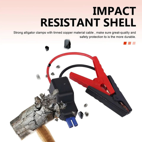 High Capacity EC5 Jump Starter Replacement Cables For 12V Rigs With Smart Connector Clamps and Grippy Alligator Heads.