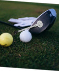 Golf Alignment Rod Swing Trainer With Magnetic Base for Aiming and Posture near golf balls and club on grass