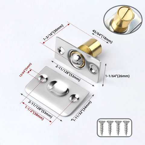 Spring Loaded Ball Catch Four Pack For Top Of Door Adjustable Silent Closet And French Door Latch Hardware Noiseless Cabinet